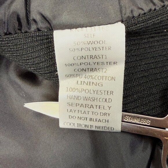 Fate Vest Womens Sz XL Black Wool Blend Quilted Full Zip Buckle Collar Rib Sides - Picture 9 of 9